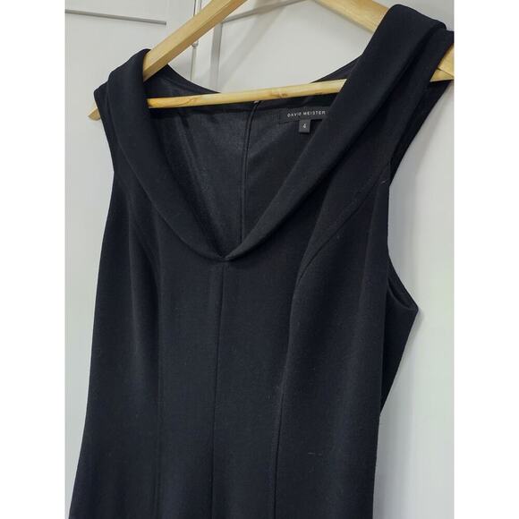 David Meister Womens Back Zip Short Sleeve V Neck Sheath Dress Black Size 4 - Picture 6 of 8